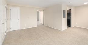 Baltimore apartment for rent - an empty living room with a door to a hallway and a closet