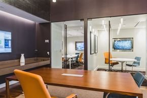 Philadelphia apartment for rent - A conference room with a long table and chairs.