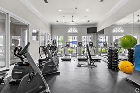 Ofallon apartment for rent - A gym with treadmills, elliptical machines, and exercise balls.