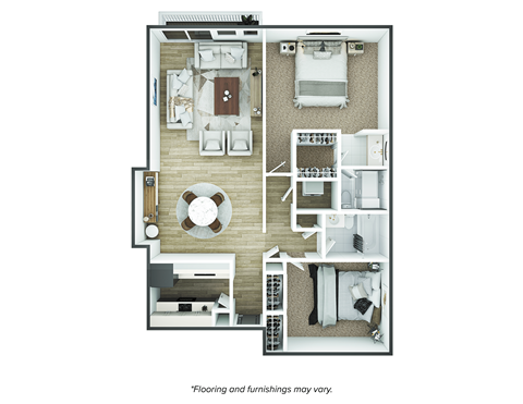 Floor plan for 2 beds, 1 bath, 1210 sqft