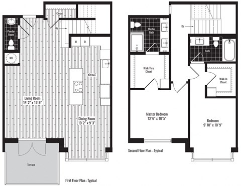 Floor plan for 2 beds, 2 baths, 1516 sqft
