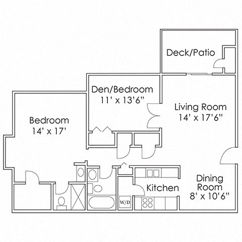 Floor plan for 2 beds, 2 baths, 1150 sqft