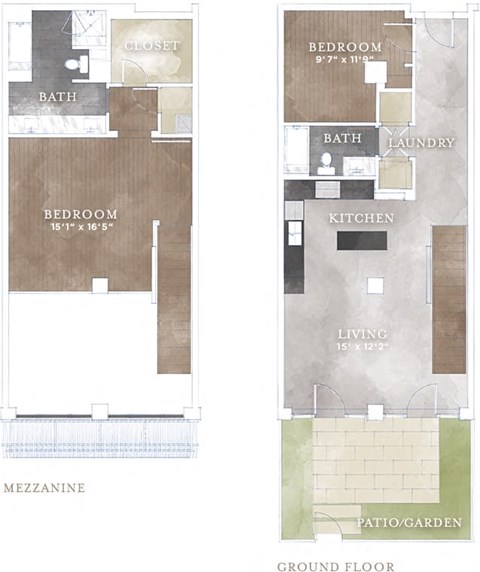 Floor plan for 2 beds, 2 baths, 1422 sqft