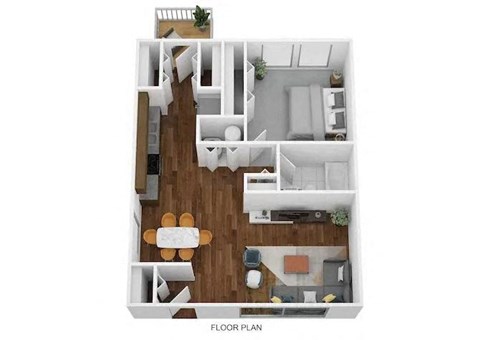 Floor plan for 1 bed, 1 bath, 650 sqft