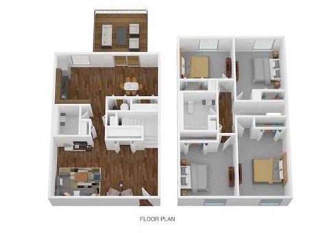 Floor plan for 4 beds, 1.5 baths, 1300 sqft