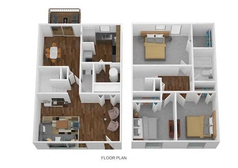 Floor plan for 3 beds, 1.5 baths, 1158 sqft