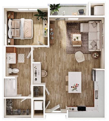 Floor plan for 1 bed, 1 bath, 820 sqft