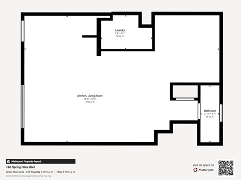 Floor plan for 3 beds, 2.5 baths, 1164 sqft