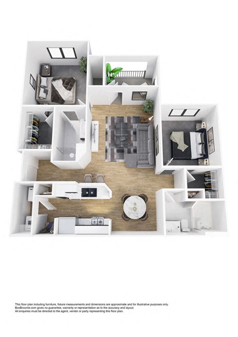 Floor plan for 2 beds, 2 baths, 1028 sqft