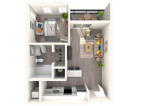 Floor plan for 1 bed, 1 bath, 639 sqft
