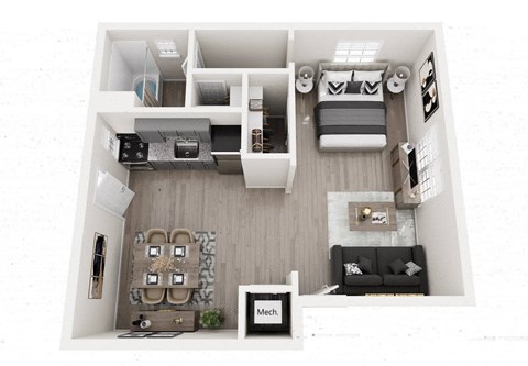 Floor plan for studio, 1 bath, 414 sqft