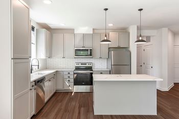 Custom gray or white cabinetry