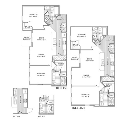Floor plan for 2 beds, 2 baths, 1206 sqft
