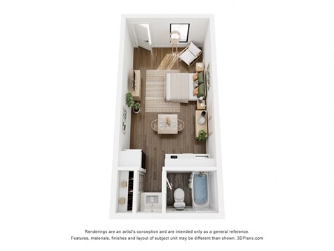 Floor plan for studio, 1 bath, 346 sqft