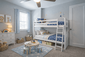 Dundalk apartment for rent - A cozy bedroom with a bunk bed and a dresser.