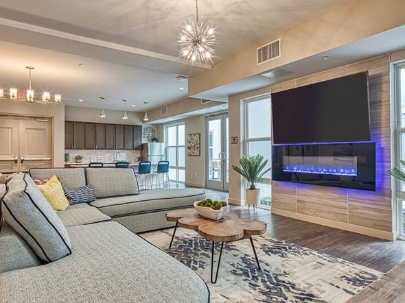 Hampton apartment for rent - Sofa and fireplace at Axis at PTC apartments