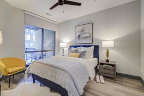 Cary apartment for rent - Bedroom With Ceiling Fan at The Walker, Cary, 27511