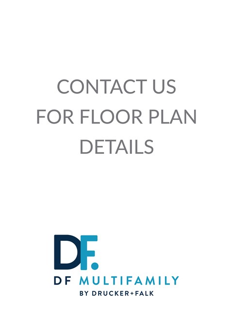 Floor plan for 1 bed, 1 bath, 606 sqft