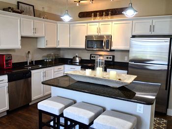 Kitchen island at strathmoor apartments