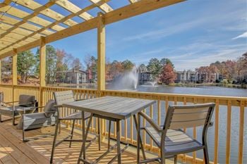 Sundeck overlooking scenic pond