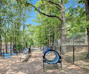 Fenced dog bark park