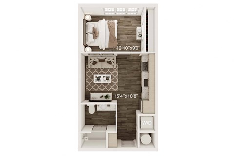 Floor plan for studio, 1 bath, 483 sqft