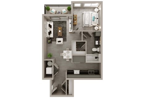 Floor plan for 1 bed, 1 bath, 688 sqft