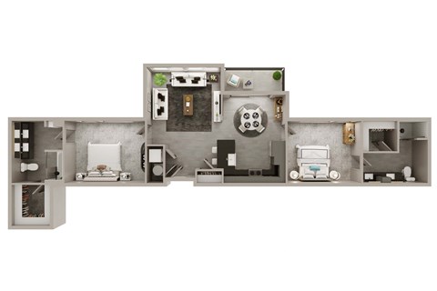 Floor plan for 2 beds, 2 baths, 1192 sqft