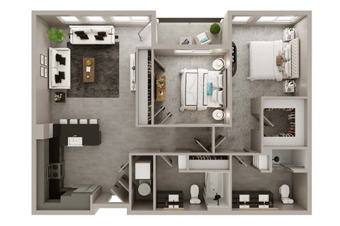Floor plan for 2 beds, 2 baths, 1170 sqft