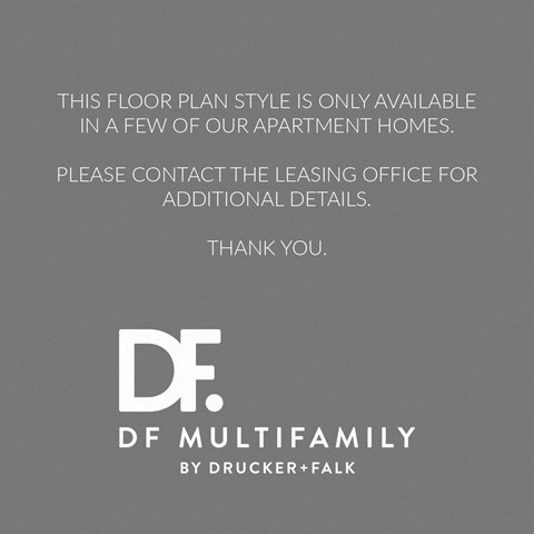 Floor plan for 1 bed, 1 bath, 707 sqft