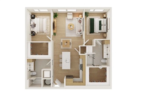 Floor plan for 2 beds, 2 baths, 1171 sqft