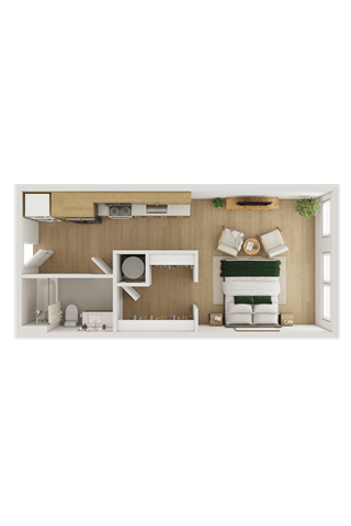 Floor plan for studio, 1 bath, 454 sqft