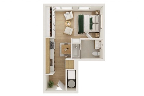 Floor plan for studio, 1 bath, 473 sqft