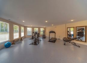 Raleigh apartment for rent - a gym with a lot of exercise equipment and windows