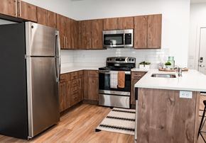Provo apartment for rent - Kitchen with wooden cabinetry at 400 Element, Provo