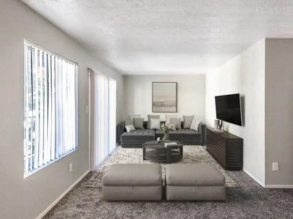 Albuquerque apartment for rent - Living Room with TV at Peaks at Los Ranchos, New Mexico, 87107