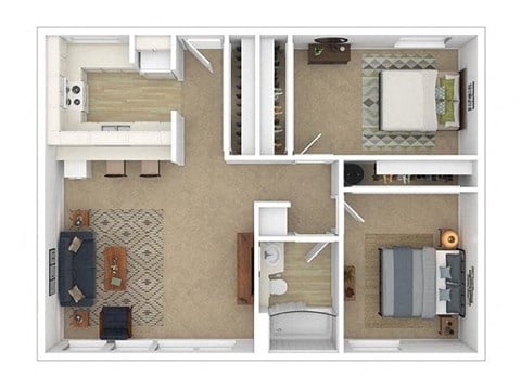 Floor plan for 2 beds, 1 bath