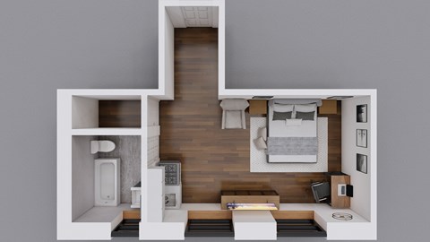 Floor plan for studio, 1 bath, 282 sqft