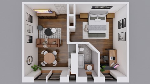 Floor plan for 1 bed, 1 bath, 432 sqft