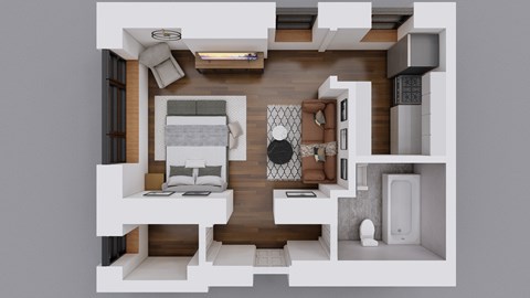 Floor plan for studio, 1 bath, 342 sqft