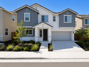 Fairfield apartment for rent - A modern two-story house with a front yard and landscaping.