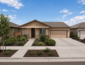Chico apartment for rent - A house with a brown roof and tan walls has a driveway in front.