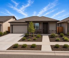 Chico apartment for rent - A house with a brown roof and a grey garage door.