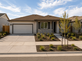 Chico apartment for rent - A house with a brown roof and a white garage door.