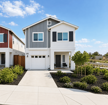 Bay Point apartment for rent - A modern two-story house with a garage and a driveway.