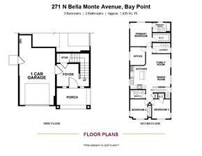 Bay Point apartment for rent - A floor plan for a two-story home at 271 N Bella Monte Avenue, Bay Point.