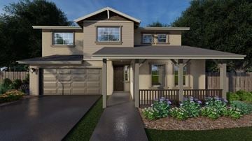 Chico apartment for rent - A modern house with a garage and a driveway.