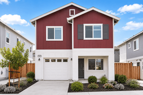 Bay Point apartment for rent - A red house with a white garage door in front.