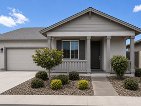 Chico house for rent - A house with a grey front yard and a small tree.