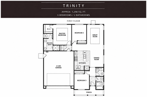 Chico apartment for rent - A black and white floor plan of a 3 bedroom, 2 bathroom apartment.